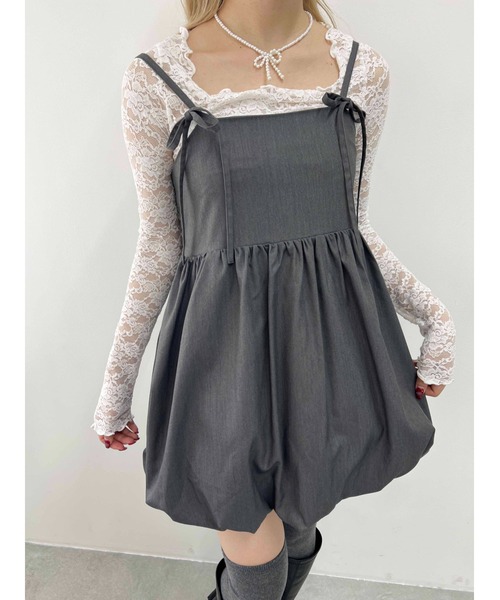 PHILLY（フィリー）の「【PHILLY】リボンセットバルーンミニワンピース（ワンピース・レディース・グレー/ブラック・FREE）」の2枚目の写真