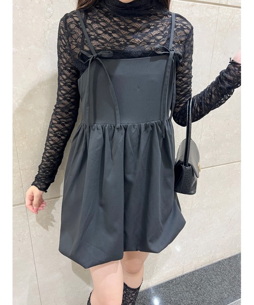 PHILLY（フィリー）の「【PHILLY】リボンセットバルーンミニワンピース（ワンピース・レディース・グレー/ブラック・FREE）」の4枚目の写真