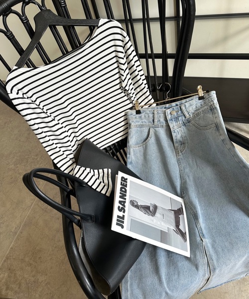 ULEULA（ウルア）の「ボーダーロングスリーブカットソー/オフショルカットソー（Tシャツ/カットソー・レディース・ホワイト・FREE）」の16枚目の写真