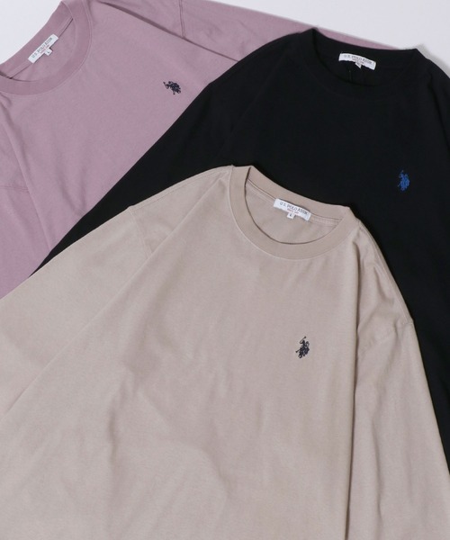 U.S. POLO ASSN.(ユーエスポロアッスン)の「U.S. POLO ASSN./ユーエスポロアッスン オーバーサイズ ワンポイント刺繍 長袖Tシャツ ロンT レディース メンズ(Tシャツ/カットソー・メンズ・アイボリー/ブラック/ダークグリーン/バイオレット/オートミール/ネイビー/ボルドー・M/L/LL)」の3枚目の写真