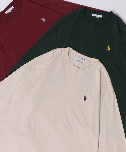 U.S. POLO ASSN.(ユーエスポロアッスン)の「U.S. POLO ASSN./ユーエスポロアッスン オーバーサイズ ワンポイント刺繍 長袖Tシャツ ロンT レディース メンズ(Tシャツ/カットソー・メンズ・アイボリー/ブラック/ダークグリーン/バイオレット/オートミール/ネイビー/ボルドー・M/L/LL)」の1枚目の写真