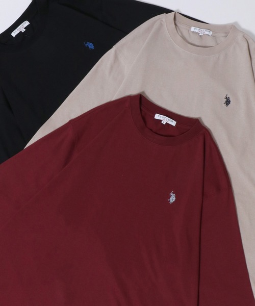 U.S. POLO ASSN.(ユーエスポロアッスン)の「U.S. POLO ASSN./ユーエスポロアッスン オーバーサイズ ワンポイント刺繍 長袖Tシャツ ロンT レディース メンズ(Tシャツ/カットソー・メンズ・アイボリー/ブラック/ダークグリーン/バイオレット/オートミール/ネイビー/ボルドー・M/L/LL)」の7枚目の写真