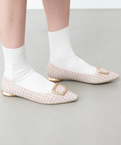 25秋冬新カラー】スクエアバックルフラットパンプス(0576)（パンプス