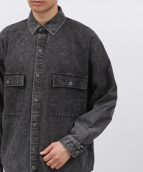 LAKOLE（ラコレ）の「ウォッシュドデニム長袖シャツ / 140380（シャツ/ブラウス・メンズ・ブラック/ブルー・MEDIUM/LARGE）」の12枚目の写真