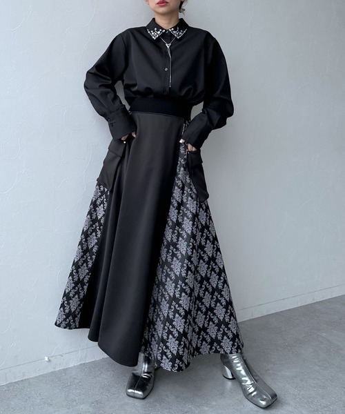 HARE(ハレ)の「キリカエジャガードジャージスカート(HARE)(スカート・レディース・ネイビー/ブラック・FREE)」の3枚目の写真