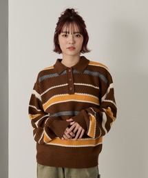 【SEFUMI】ワッフル編みマルチボーダーニット