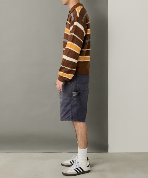 Auntie Rosa（アンティローザ）の「【SEFUMI】ワッフル編みマルチボーダーニット（ニット/セーター・レディース・ブラウン/ネイビー・FREE）」の14枚目の写真