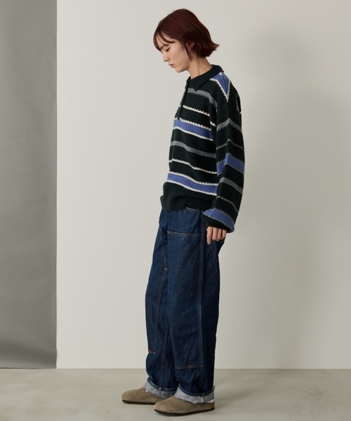 Auntie Rosa（アンティローザ）の「【SEFUMI】ワッフル編みマルチボーダーニット（ニット/セーター・レディース・ブラウン/ネイビー・FREE）」の21枚目の写真