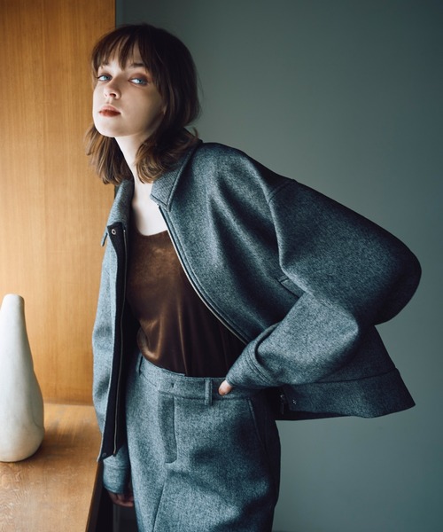 Droite lautreamont（ドロワットロートレアモン）の「【カタログ掲載】ツィードギャバボンディングブルゾン≪手洗い可能≫（ブルゾン・レディース・ブラック系その他/ブラック・M）」の2枚目の写真