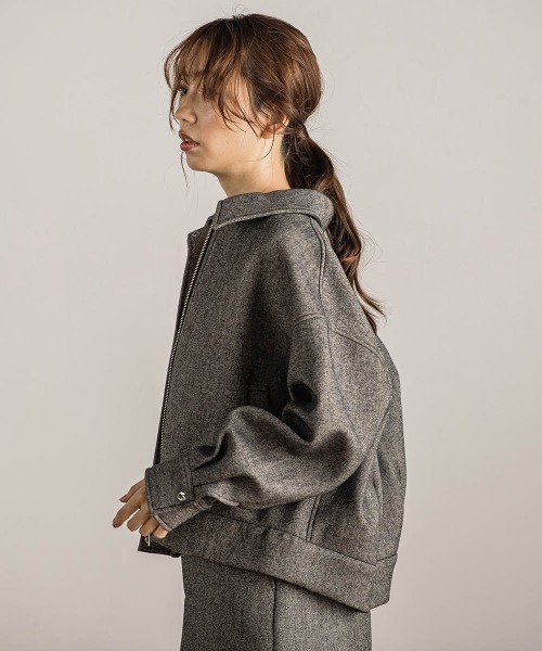 Droite lautreamont（ドロワットロートレアモン）の「【カタログ掲載】ツィードギャバボンディングブルゾン≪手洗い可能≫（ブルゾン・レディース・ブラック系その他/ブラック・M）」の16枚目の写真