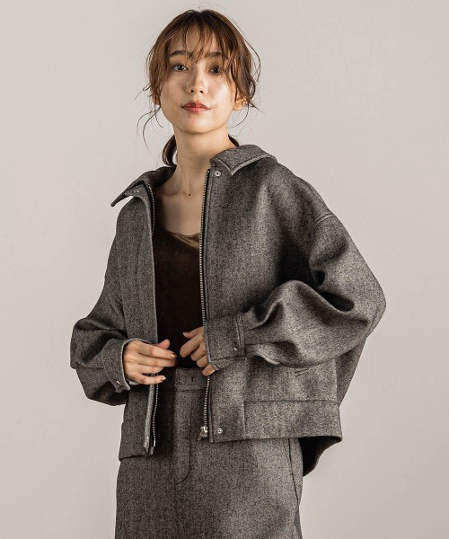 Droite lautreamont（ドロワットロートレアモン）の「【カタログ掲載】ツィードギャバボンディングブルゾン≪手洗い可能≫（ブルゾン・レディース・ブラック系その他/ブラック・M）」の18枚目の写真