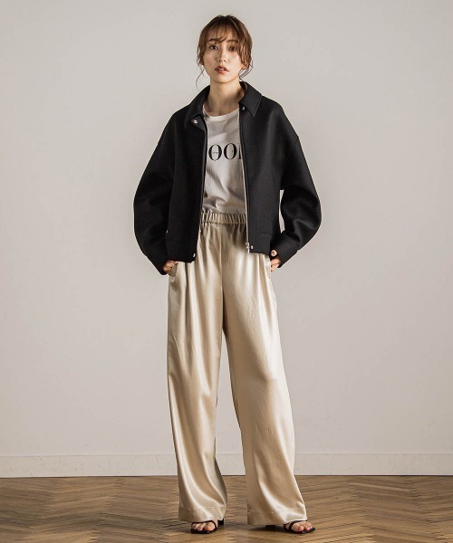 Droite lautreamont（ドロワットロートレアモン）の「【カタログ掲載】ツィードギャバボンディングブルゾン≪手洗い可能≫（ブルゾン・レディース・ブラック系その他/ブラック・M）」の13枚目の写真