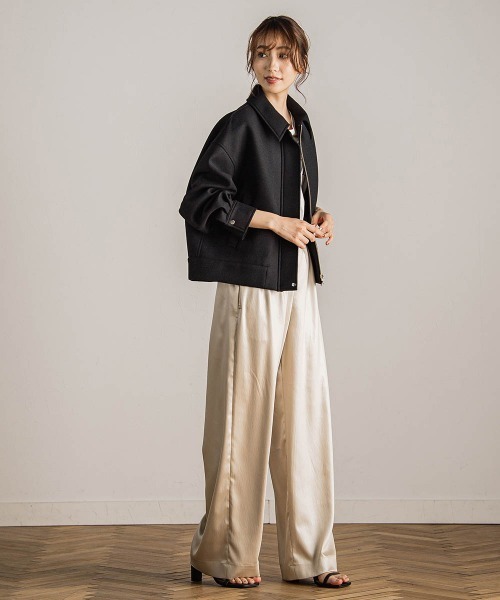 Droite lautreamont（ドロワットロートレアモン）の「【カタログ掲載】ツィードギャバボンディングブルゾン≪手洗い可能≫（ブルゾン・レディース・ブラック系その他/ブラック・M）」の10枚目の写真