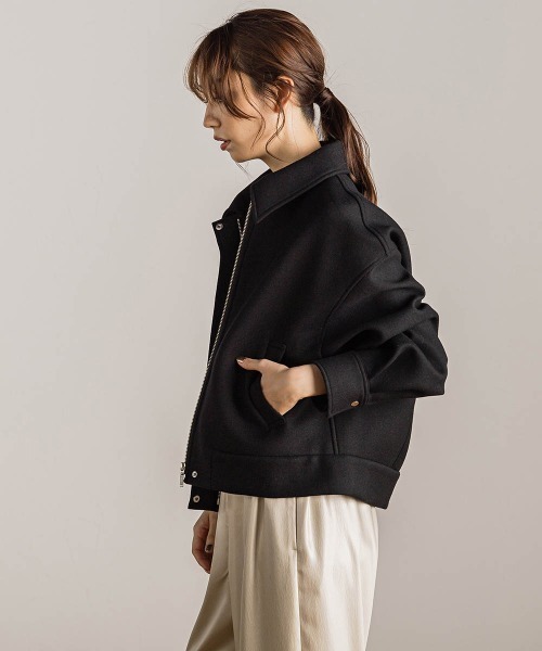 Droite lautreamont（ドロワットロートレアモン）の「【カタログ掲載】ツィードギャバボンディングブルゾン≪手洗い可能≫（ブルゾン・レディース・ブラック系その他/ブラック・M）」の8枚目の写真