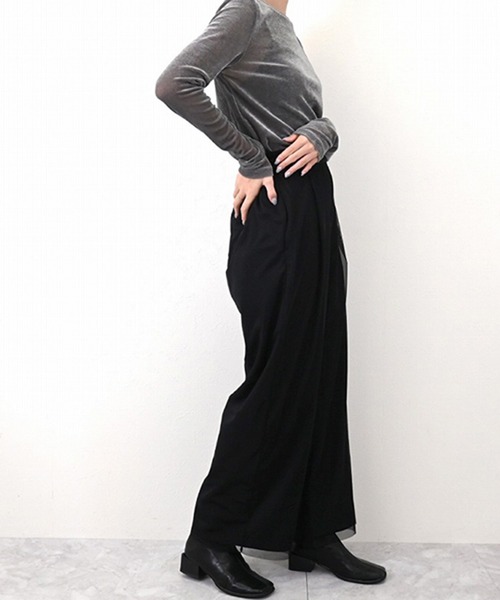 STYLEBLOCK（スタイルブロック）の「ツイル×チュールレイヤードパンツ（その他パンツ・レディース・アイボリー/グレイッシュベージュ/オリーブ/ブラック/グレー・M）」の8枚目の写真