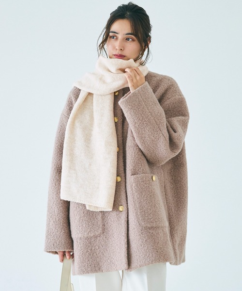 coca（coca）（コカ）の「ヤク風ニットマフラー（マフラー・レディース・チャコール/ピンク/グレー/オートミール・ONE SIZE）」の9枚目の写真