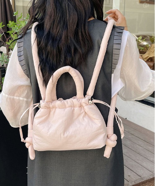 WEGO(ウィゴー)の「WEGO/3WAY巾着ワンハンドルパフショルダー(ショルダーバッグ・レディース・オレンジ/ベージュ/ライトピンク/ブラック/ブルー/ホワイト/ピンク・FREE)」の16枚目の写真