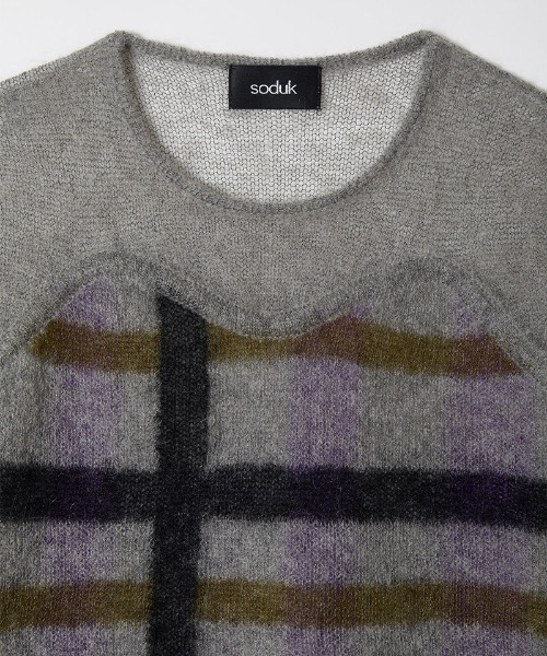 soduk(スドーク)の「【soduk】double striped knit top(ニット/セーター・レディース・グレー/ホワイト・ONE SIZE)」の4枚目の写真