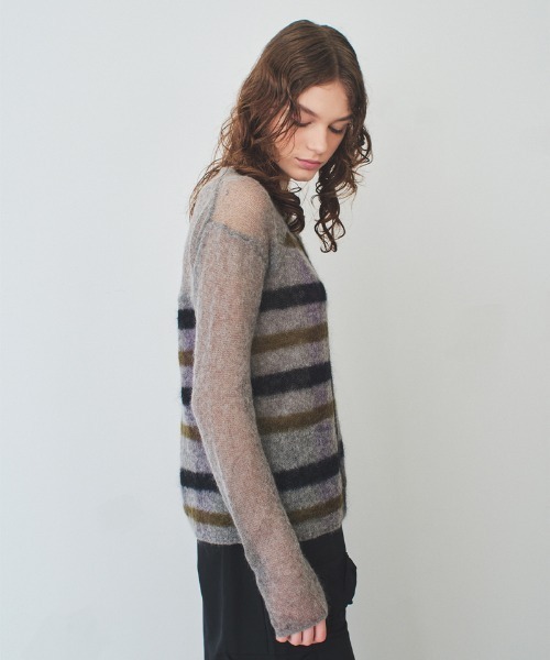 soduk(スドーク)の「【soduk】double striped knit top(ニット/セーター・レディース・グレー/ホワイト・ONE SIZE)」の9枚目の写真