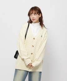 【UNISEX】ALAND/Aロゴ ケーブルニットカーディガン