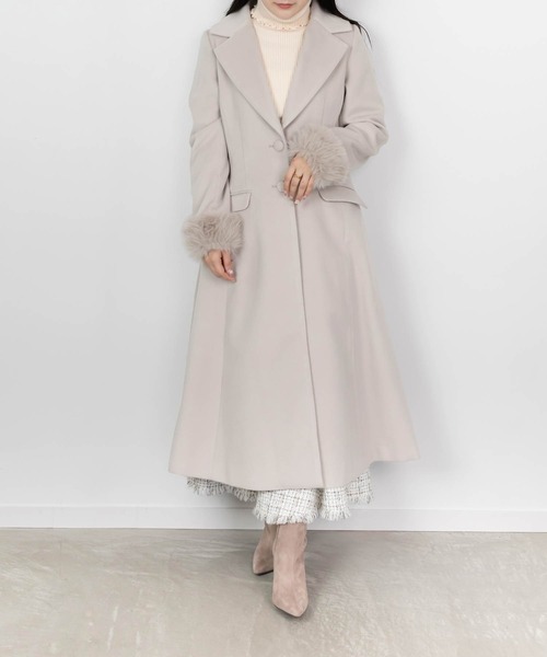 RANDA ウエストフィットロングコート ロングコート アイボリー コート RANDA（ランダ）の「ウエストフィットロングコート（その他