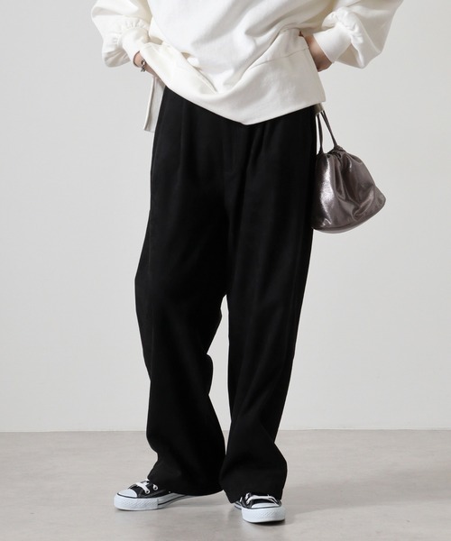 【セール】ATELANE フェイクスエードワイドパンツ（スウェットパンツ）｜ATELANE（アテレーン）