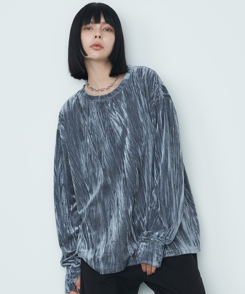 AFF AIVER リンクルベロアロンTEE(Tシャツ/カットソー)|AFF AIVER(エイエフエフアイバー)