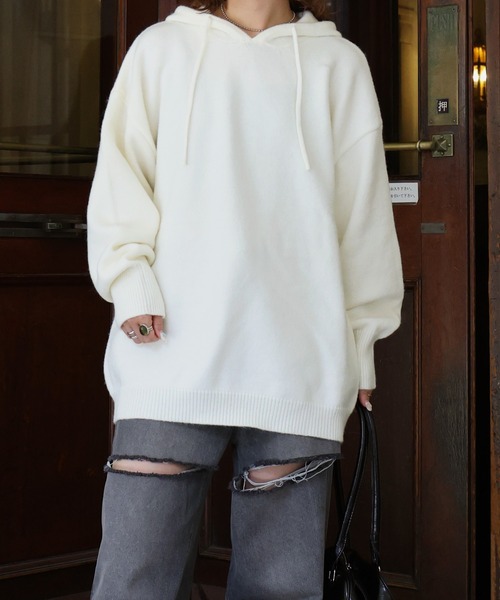 オーバーサイズフードニットトップス（ニット/セーター）｜Mili affinity（ミリアフィニティー）