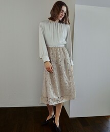 EPOCA バックサテンジョーゼット フリルコンビドレス EPOCA（エポカ）の「バックサテンジョーゼット フリルコンビ