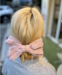 ipugo（イプゴ）の「ipugo/イプゴ エンボス生地 リボン バレッタ（バレッタ/ヘアクリップ）」