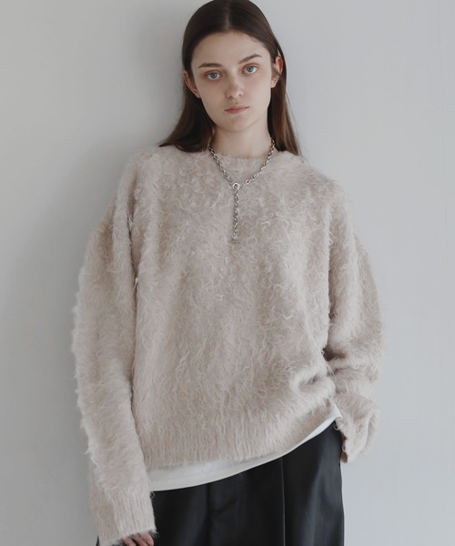 SOCCE（ソーシー）の「ルーズシルエットフェザーニット（ニット/セーター・メンズ・ブルーグレー/ブラック/オフホワイト/ブラウン/ライトブルー/チャコール・S/M/L）」の3枚目の写真