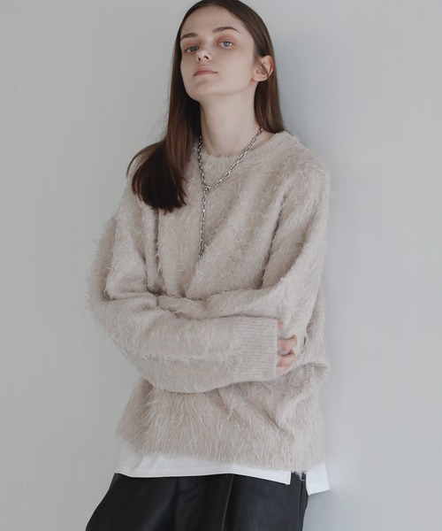 SOCCE（ソーシー）の「ルーズシルエットフェザーニット（ニット/セーター・メンズ・ブルーグレー/ブラック/オフホワイト/ブラウン/ライトブルー/チャコール・S/M/L）」の13枚目の写真