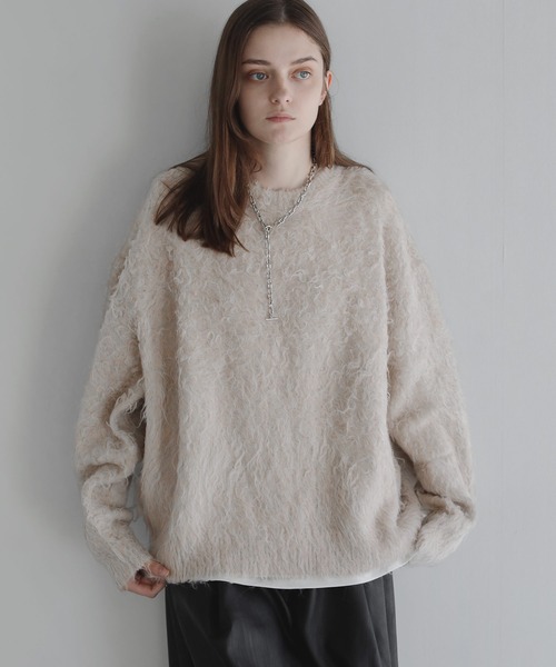 SOCCE（ソーシー）の「ルーズシルエットフェザーニット（ニット/セーター・メンズ・ブルーグレー/ブラック/オフホワイト/ブラウン/ライトブルー/チャコール・S/M/L）」の14枚目の写真