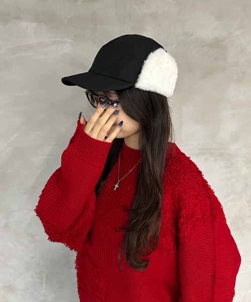 kutir（クティール）の「kutirlune／フライトキャップ（キャップ・レディース・ブラック/ライトベージュ・FREE）」の6枚目の写真