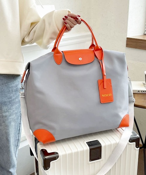 FREE STYLISTS(フリー スタイリスト)の「【2WAY】大容量配色レザービッグサイズトラベルボストンバッグ/ショルダーバッグ(ボストンバッグ・レディース・グレー/ブラック/カーキ/オレンジ/ブラウン・FREE)」の5枚目の写真