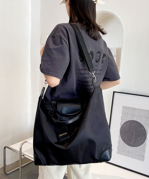 セール】【2WAY】大容量配色レザービッグサイズトラベルボストンバッグ