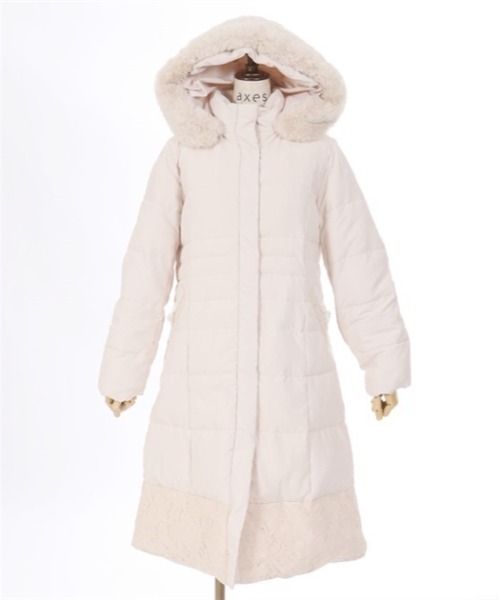 axes femme（アクシーズファム）の「裾レースロングダウンコート（ダウンジャケット/コート・レディース・ベージュ/グレイッシュベージュ/ブラック・MEDIUM/LARGE）」の18枚目の写真