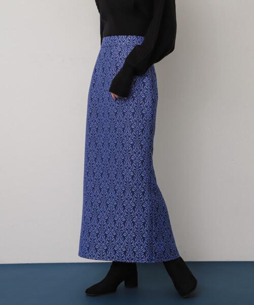 SENSE OF PLACE by URBAN RESEARCH（センスオブプレイスバイアーバンリサーチ）の「ジャガードスカート（スカート・レディース・ブラック/カーキ/ブルー・MEDIUM/SMALL）」の3枚目の写真