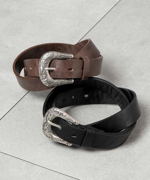 WEGO（ウィゴー）の「WEGO/ウエスタンバックルヴィンテージベルト（ベルト・メンズ・ブラウン/ブラック・FREE）」の4枚目の写真