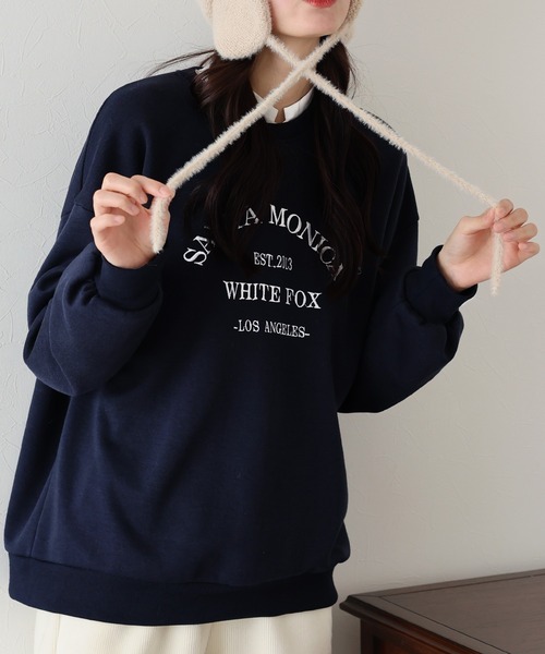 BLUEEAST(ブルーイースト)の「裏起毛刺繍スウェット(スウェット・レディース・ホワイト/ネイビー/グレー・MEDIUM)」の18枚目の写真