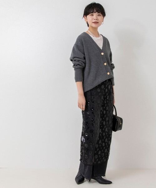 NOLLEY’S(ノーリーズ)の「スパンコールレースラップスカート(スカート・レディース・ブラック/キナリ・38)」の9枚目の写真