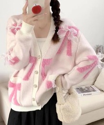 リボンモチーフオーガンジーカーディガン