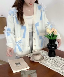 リボンモチーフオーガンジーカーディガン