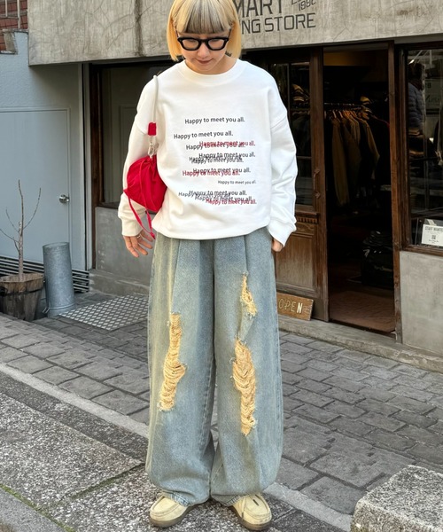 CIAOPANIC TYPY(チャオパニックティピー)の「【UNISEX】メッセージロゴ刺繍スウェット(スウェット・メンズ・ブルー/グレー/ホワイト・LARGE/MEDIUM)」の12枚目の写真