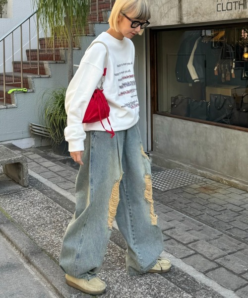 CIAOPANIC TYPY(チャオパニックティピー)の「【UNISEX】メッセージロゴ刺繍スウェット(スウェット・メンズ・ブルー/グレー/ホワイト・LARGE/MEDIUM)」の13枚目の写真