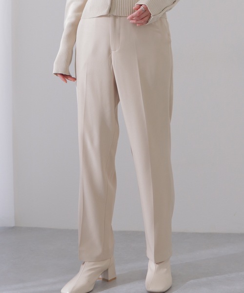 Lace Ladies(レースレディース)の「ノータック ハイウエスト セミワイド ストレート パンツ(スラックス・レディース・ベージュ/ネイビー/ブラック/グレー・S/M/L)」の3枚目の写真