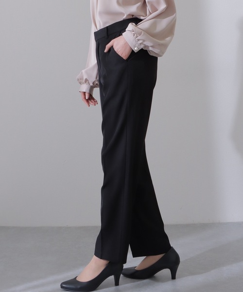 Lace Ladies(レースレディース)の「ノータック ハイウエスト セミワイド ストレート パンツ(スラックス・レディース・ベージュ/ネイビー/ブラック/グレー・S/M/L)」の14枚目の写真