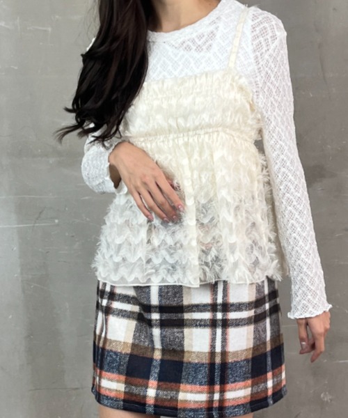 tolene(トレネ)の「メッシュ透かし編みクルーネックプルオーバー(Tシャツ/カットソー・レディース・ホワイト/ブラック・FREE)」の13枚目の写真