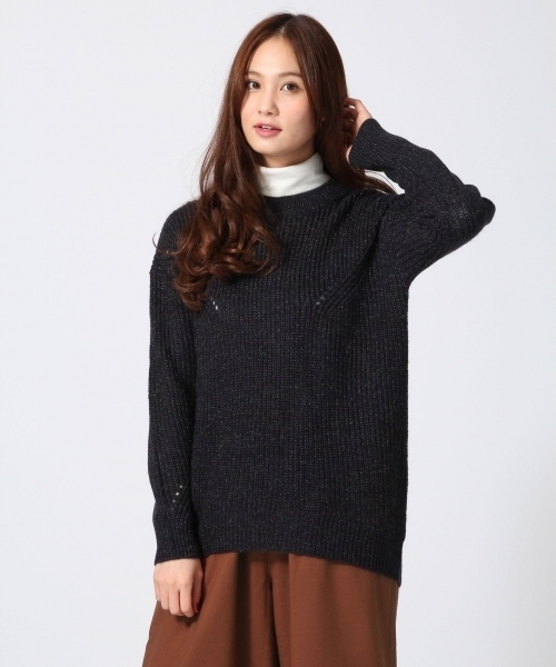 GLOBAL WORK（グローバルワーク）の「７ゲージモヘアコンアゼチュニック長袖/565891（ニット/セーター・レディース・カーキ/ネイビー/ライトピンク/ブルー/ライトグレー・LARGE/MEDIUM/SMALL）」の3枚目の写真