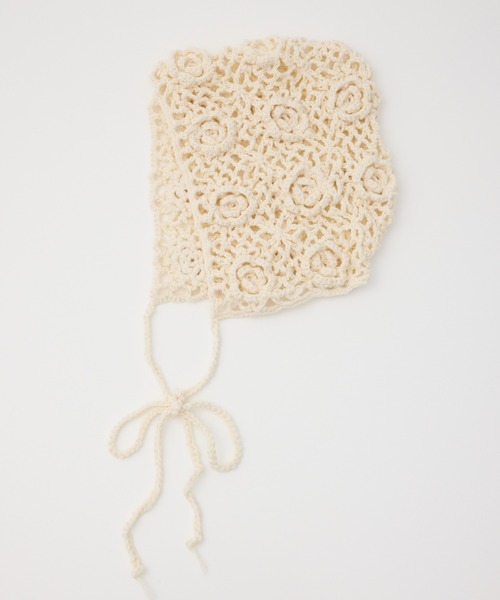 SLY（スライ）の「CROCHET KNIT HAT クロシェ ニット ハット（ハット・レディース・アイボリー/ブラック・FREE）」の2枚目の写真